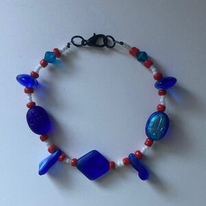 Colorful Beaded Red, White, and Blue Bracelet